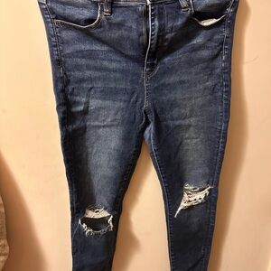 American Eagle Outfitters Ripped Dark Blue Skinny Jeans